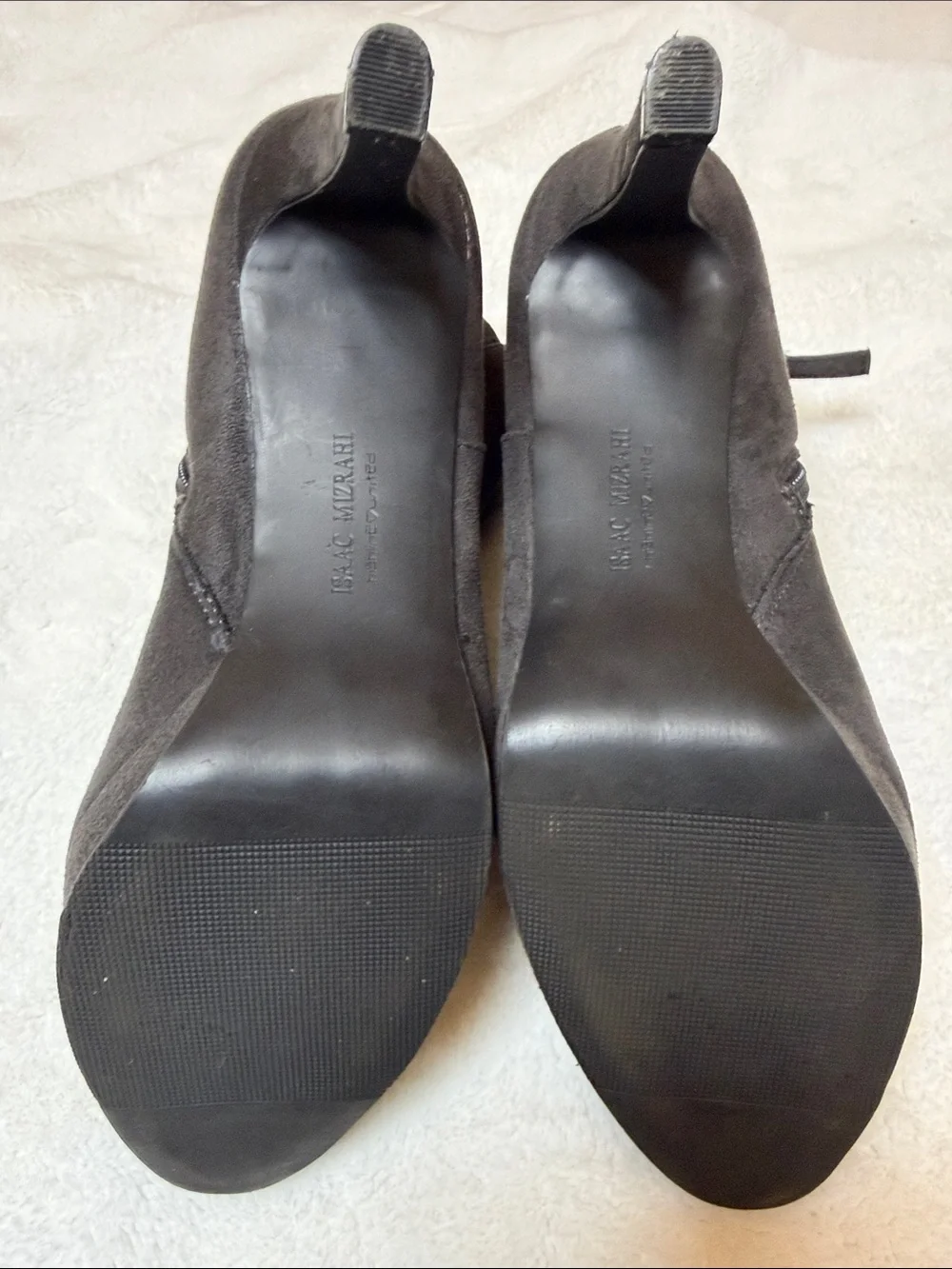 Isaac Mizrahi Shelby Charcoal Suede Side-Zip Ankle Boots